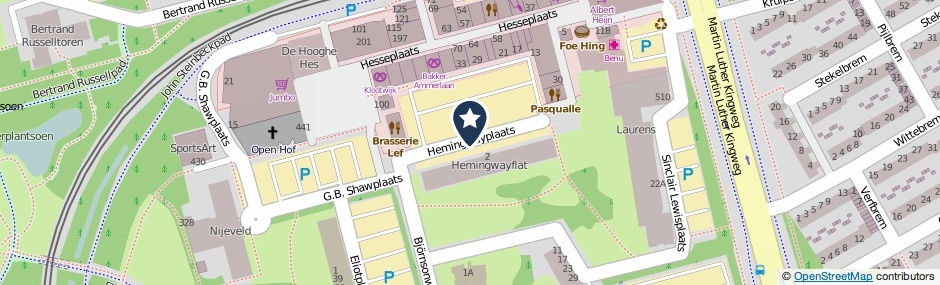 Kaartweergave Hemingwayplaats in Rotterdam