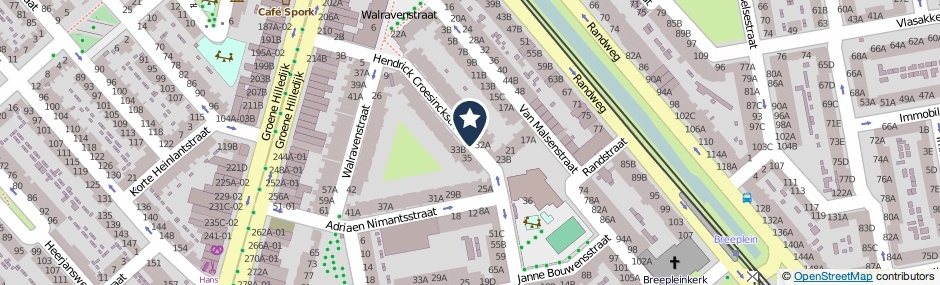 Kaartweergave Hendrick Croesinckstraat in Rotterdam