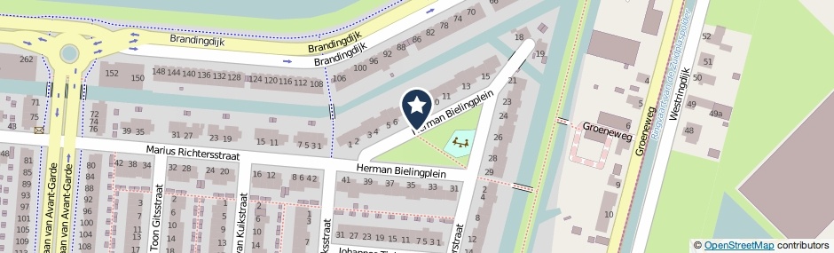 Kaartweergave Herman Bielingplein in Rotterdam