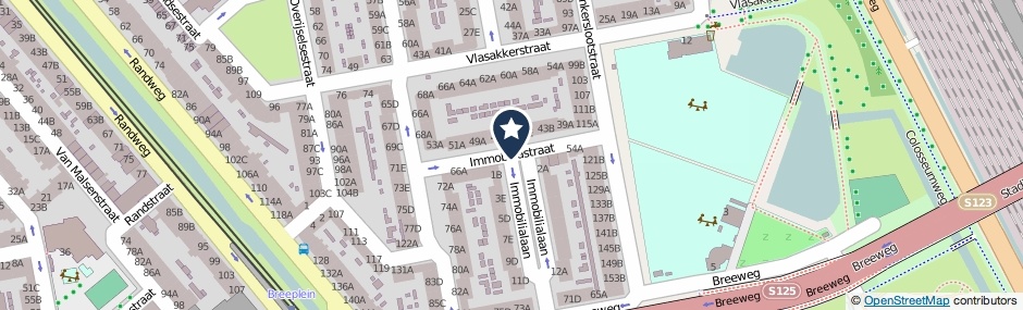 Kaartweergave Immobiliastraat in Rotterdam