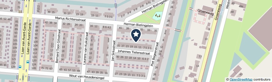 Kaartweergave Johannes Tielensstraat in Rotterdam