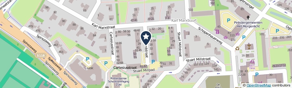 Kaartweergave Kierkegaardstraat in Rotterdam