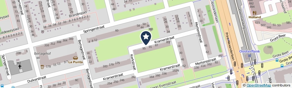 Kaartweergave Kramerstraat in Rotterdam