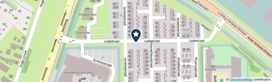 Kaartweergave Ledastraat in Rotterdam