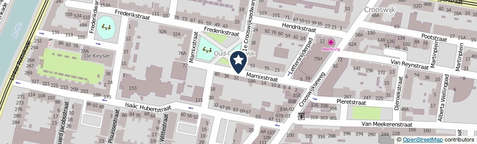 Kaartweergave Marnixstraat in Rotterdam