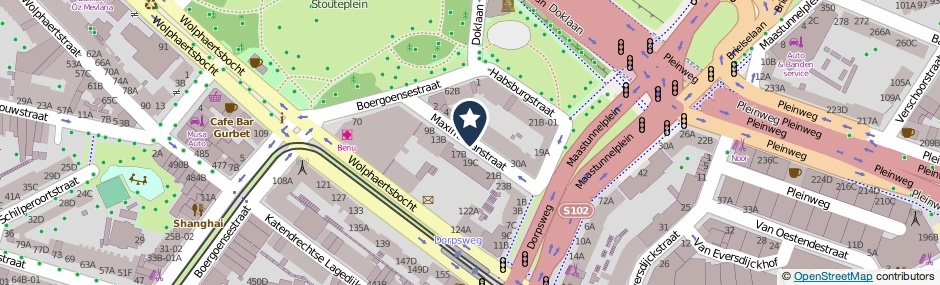 Kaartweergave Maximiliaanstraat in Rotterdam