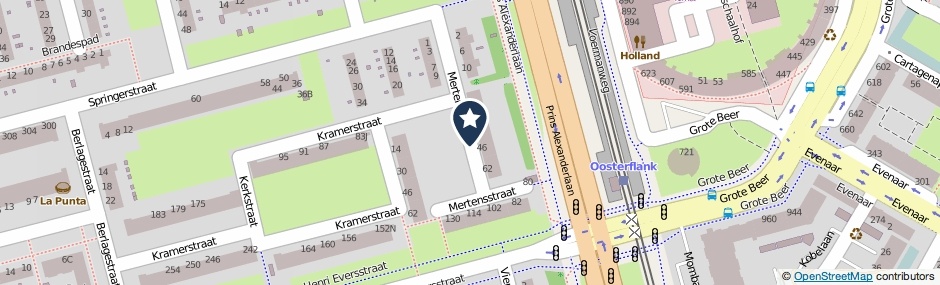 Kaartweergave Mertensstraat in Rotterdam