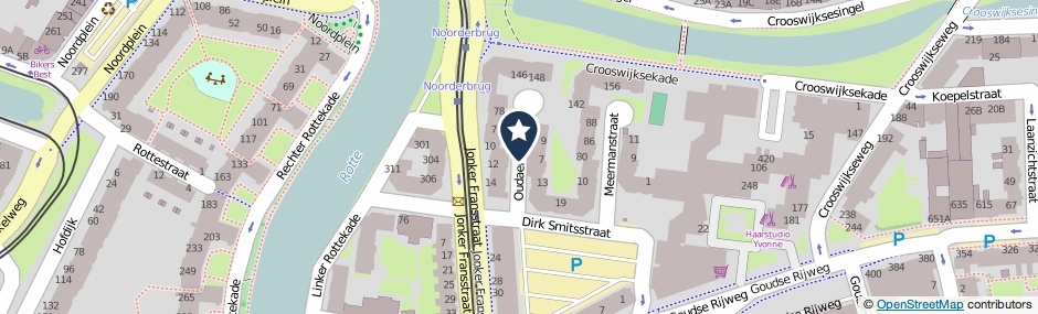 Kaartweergave Oudaenstraat in Rotterdam