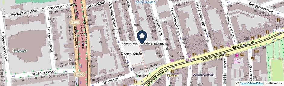 Kaartweergave Palmdwarsstraat in Rotterdam