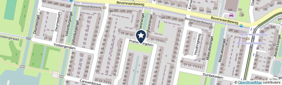 Kaartweergave Prattenburgplein in Rotterdam