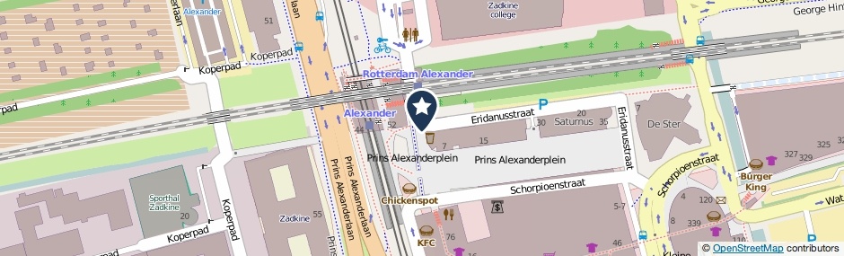 Kaartweergave Prins Alexanderplein in Rotterdam