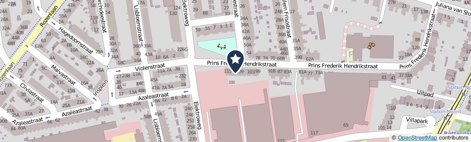 Kaartweergave Prins Frederik Hendrikstraat 111-A in Rotterdam