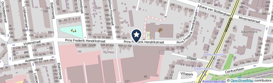 Kaartweergave Prins Frederik Hendrikstraat in Rotterdam