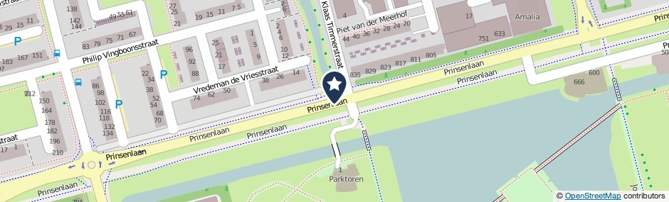Kaartweergave Prinsenlaan in Rotterdam