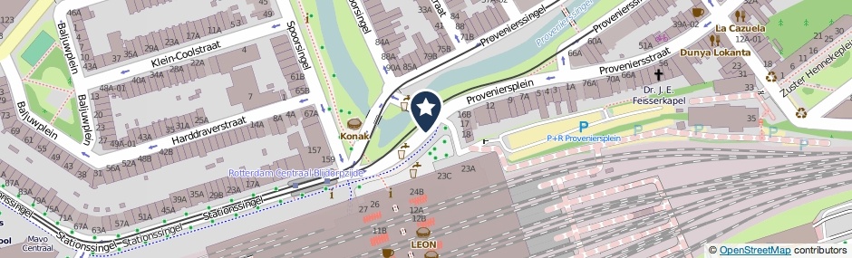 Kaartweergave Proveniersplein in Rotterdam
