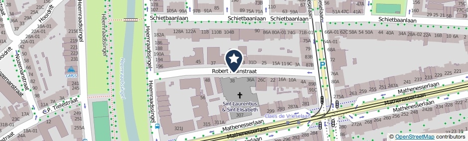 Kaartweergave Robert Fruinstraat in Rotterdam