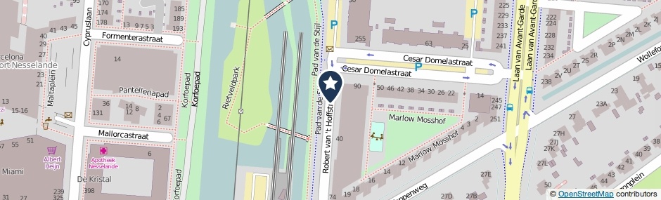 Kaartweergave Robert Van 't Hoffstraat in Rotterdam