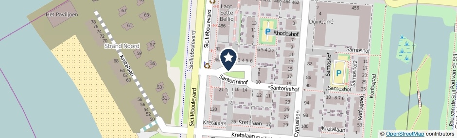 Kaartweergave Santorinihof in Rotterdam
