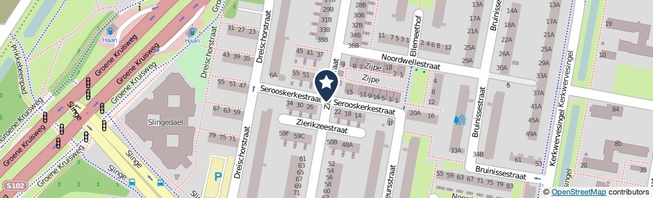 Kaartweergave Serooskerkestraat in Rotterdam