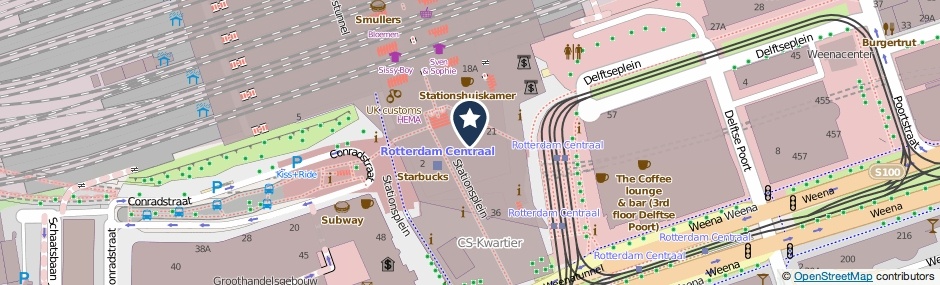 Kaartweergave Stationsplein in Rotterdam