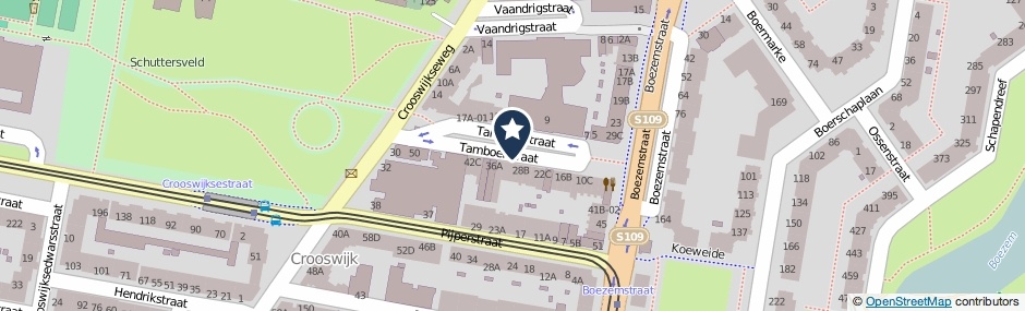 Kaartweergave Tamboerstraat in Rotterdam