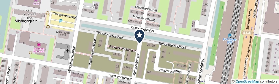 Kaartweergave Tiengemetensingel in Rotterdam