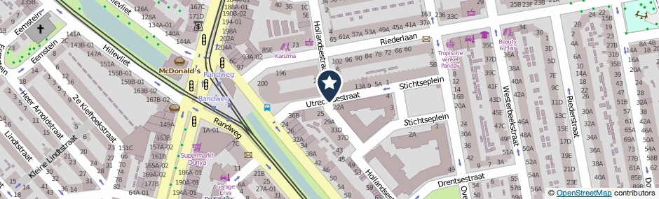 Kaartweergave Utrechtsestraat in Rotterdam