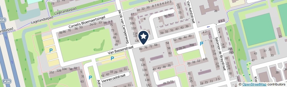 Kaartweergave Van Bassenstraat in Rotterdam