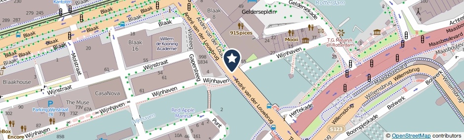 Kaartweergave Verlengde Willemsbrug in Rotterdam