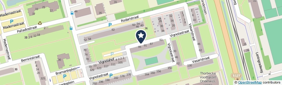Kaartweergave Vignolastraat in Rotterdam