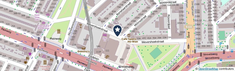 Kaartweergave Wevershoekstraat in Rotterdam