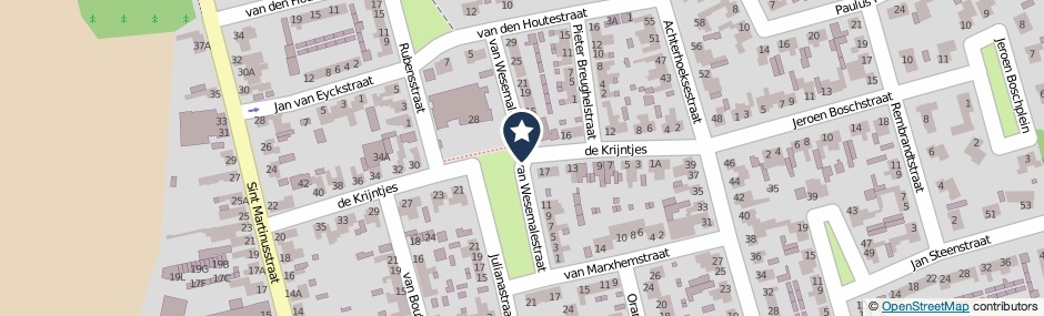 Kaartweergave Van Wesemalestraat in Rucphen