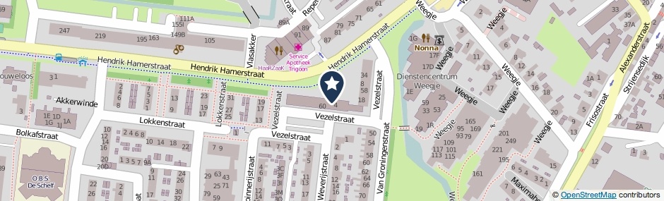 Kaartweergave Vezelstraat 34 in S-Gravendeel