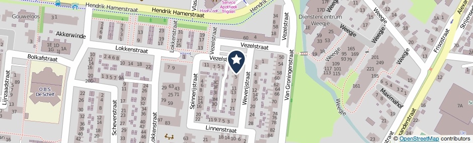 Kaartweergave Weverijstraat 3 in S-Gravendeel