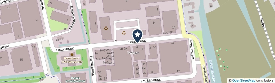 Kaartweergave Fultonstraat in S-Gravenzande