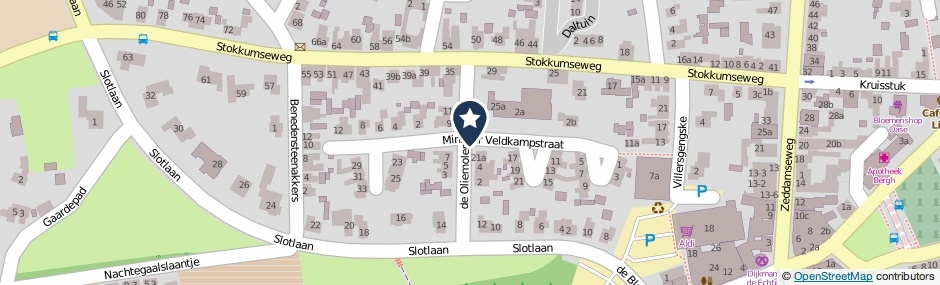 Kaartweergave Minister Veldkampstraat in S-Heerenberg