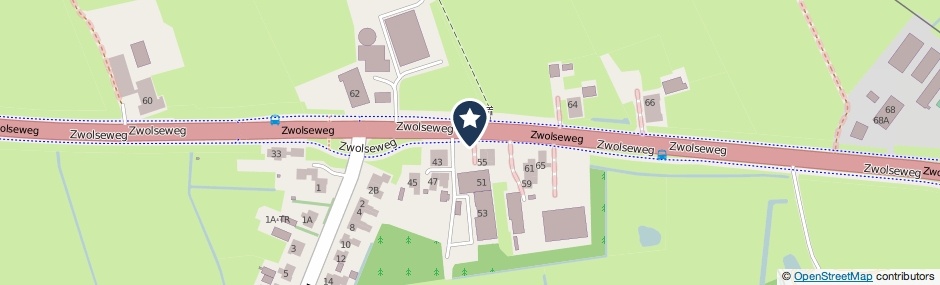 Kaartweergave Zwolseweg in S-Heerenbroek