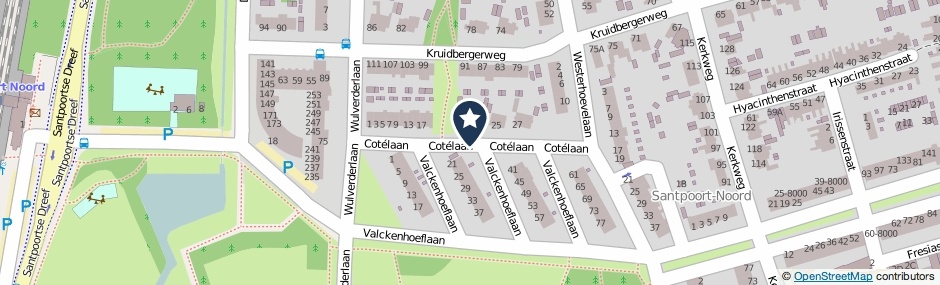 Kaartweergave Cotelaan in Santpoort-Noord