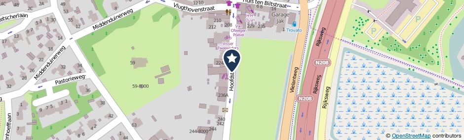 Kaartweergave Hoofdstraat in Santpoort-Noord