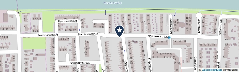 Kaartweergave Narcissenstraat in Sappemeer