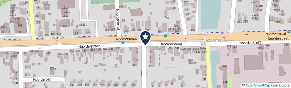 Kaartweergave Noorderstraat in Sappemeer