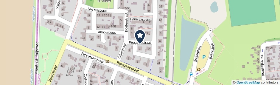 Kaartweergave Baggaertstraat in Sas Van Gent