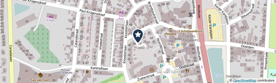 Kaartweergave Grootmajoorstraat 13 in Sas Van Gent