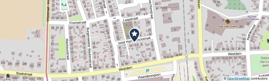 Kaartweergave Joost Hamerlinckstraat in Sas Van Gent