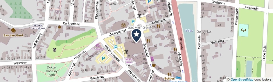 Kaartweergave Markt 21 in Sas Van Gent
