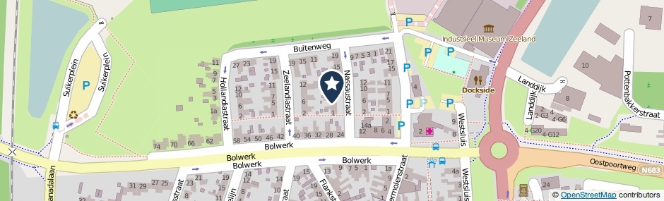 Kaartweergave Nassaustraat 5 in Sas Van Gent