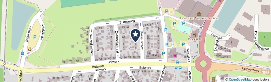 Kaartweergave Nassaustraat 7 in Sas Van Gent