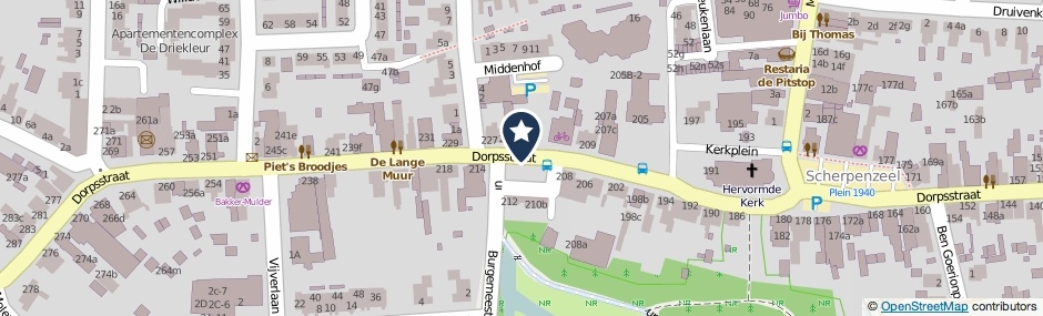 Kaartweergave Dorpsstraat in Scherpenzeel (Gelderland)