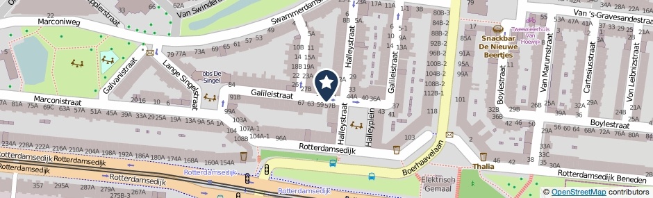 Kaartweergave Galileistraat in Schiedam
