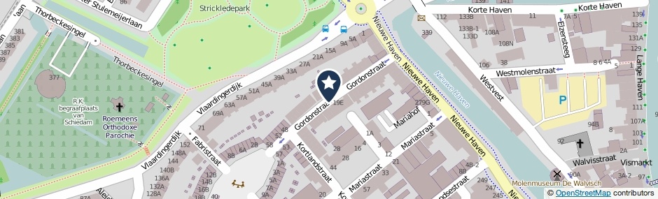 Kaartweergave Gordonstraat in Schiedam